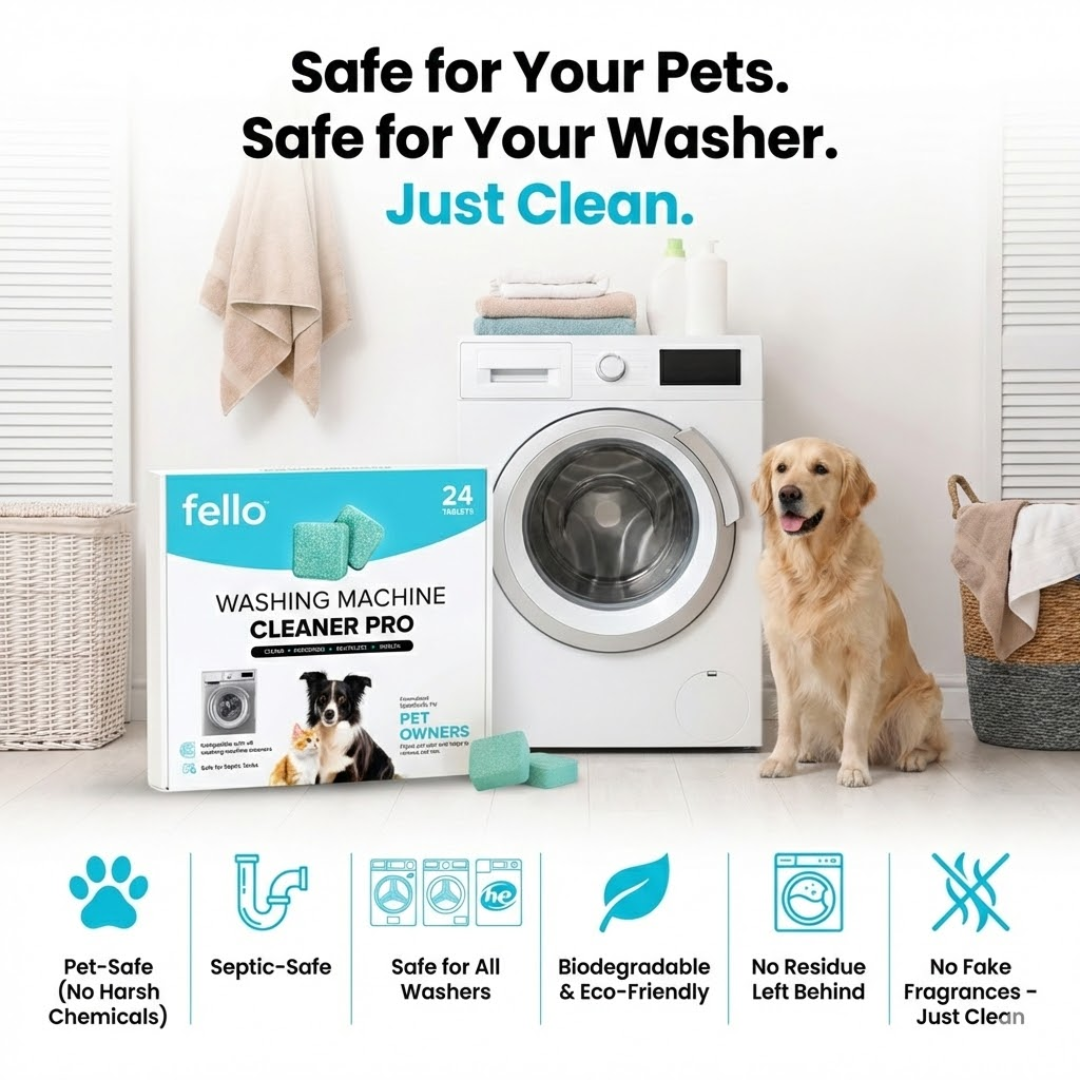 Fello™ - Washing Machine Cleaner Tablets for Pet Hair, Odor & Hidden Buildup