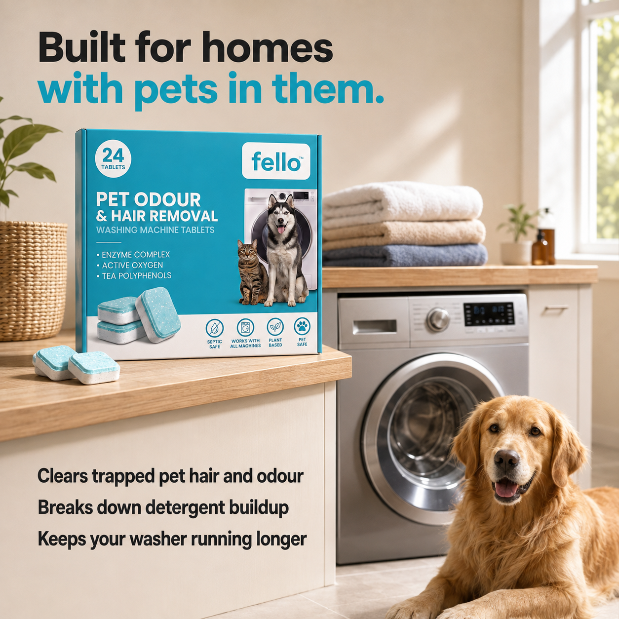 Fello™ - Pet-Formulated Washing Machine Deep Cleaning Tablets