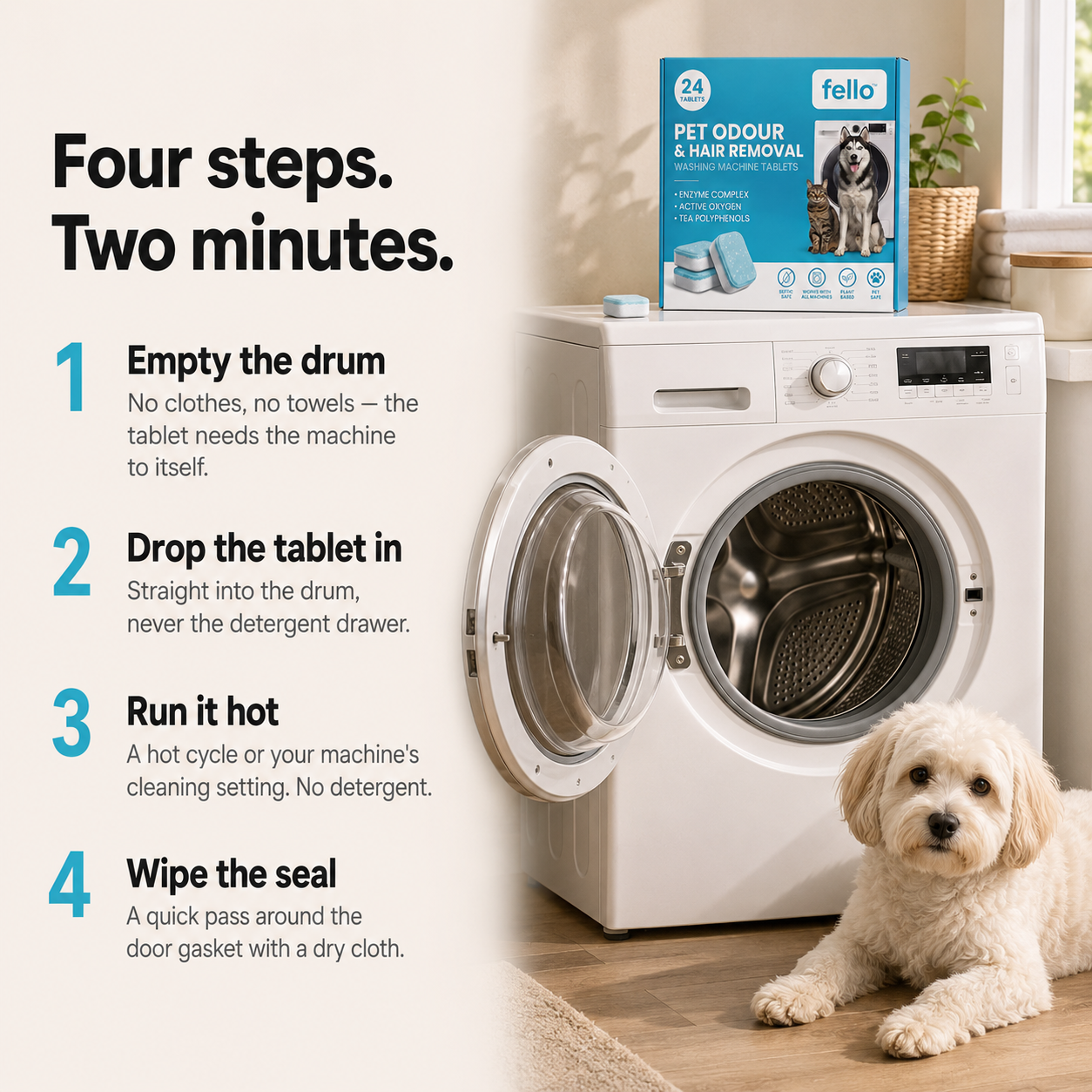 Fello™ - Pet-Formulated Washing Machine Deep Cleaning Tablets